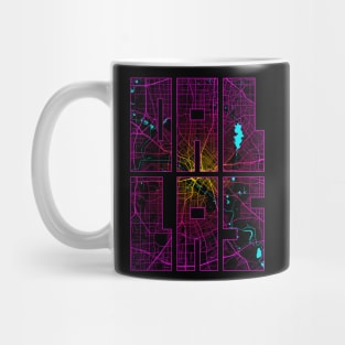 Dallas, Texas, USA City Map Typography - Neon Mug